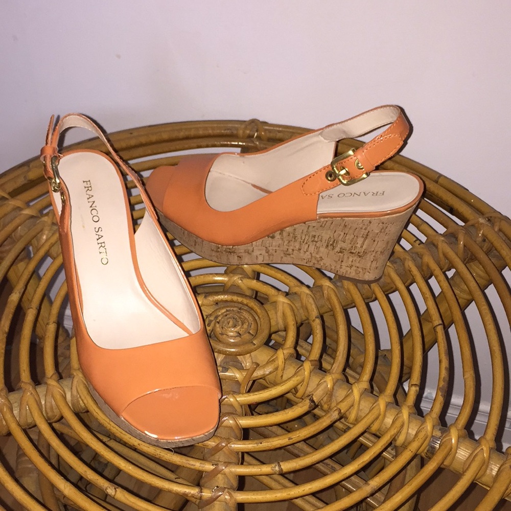Franco Sarto Orange Wedges Women’s size 8.5 EUR 40